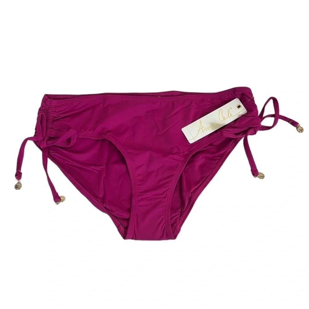 Anne Cole Women's XL Alex Bikini Bottom Berry Pink‎ Rusched Sides NWT
